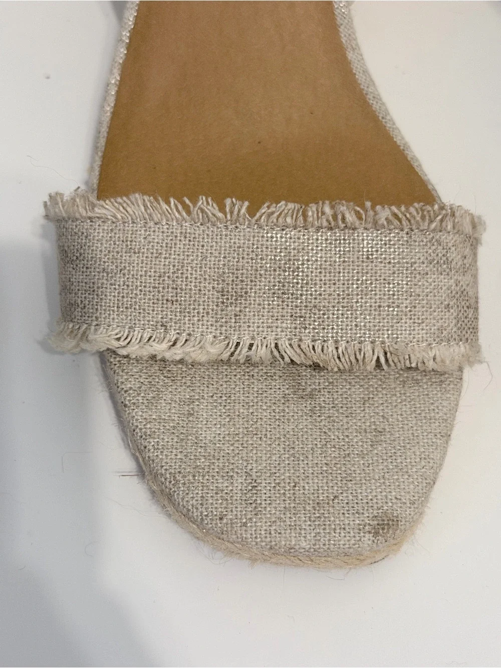 Lucky Brand Linen Espadrille Wedge Sandals | 9 | Ankle Strap Jute Heel